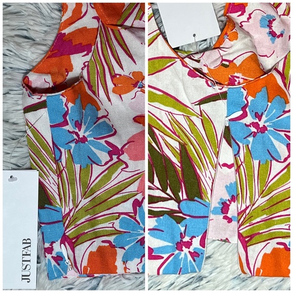 JustFab Floral Ruffle Crop Tank Top NWT - Picture 10 of 12